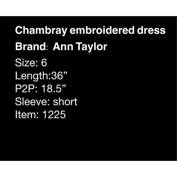 Ann Taylor chambray embroidered shift dress- size 6 - Picture 10 of 10